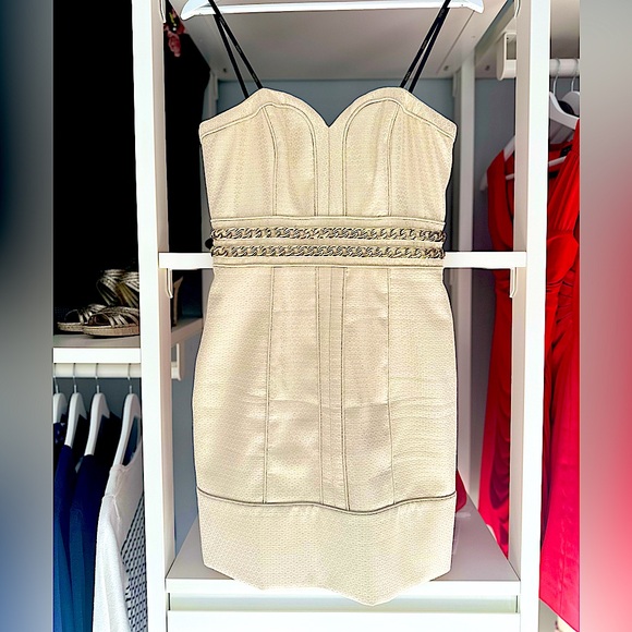 Laundry Strapless Jacquard And Chainlink Embellished Waist Cocktail Dress - Picture 3 of 4